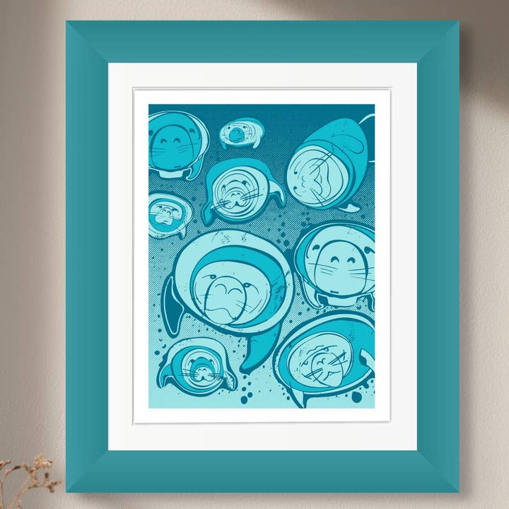 22nd of Never - Venta al por mayor Ilustración - ¿Qué estás mirando? - Manatíes de Florida - Arte de Pared - 11x141