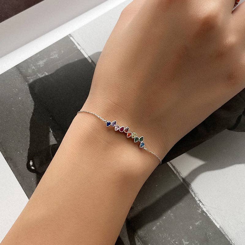 Perimade & Co. LLC - Vendita all'ingrosso Braccialetto con ciondolo/pendente - Bracciale con gemme a goccia color arcobaleno in argento Sterling 9254