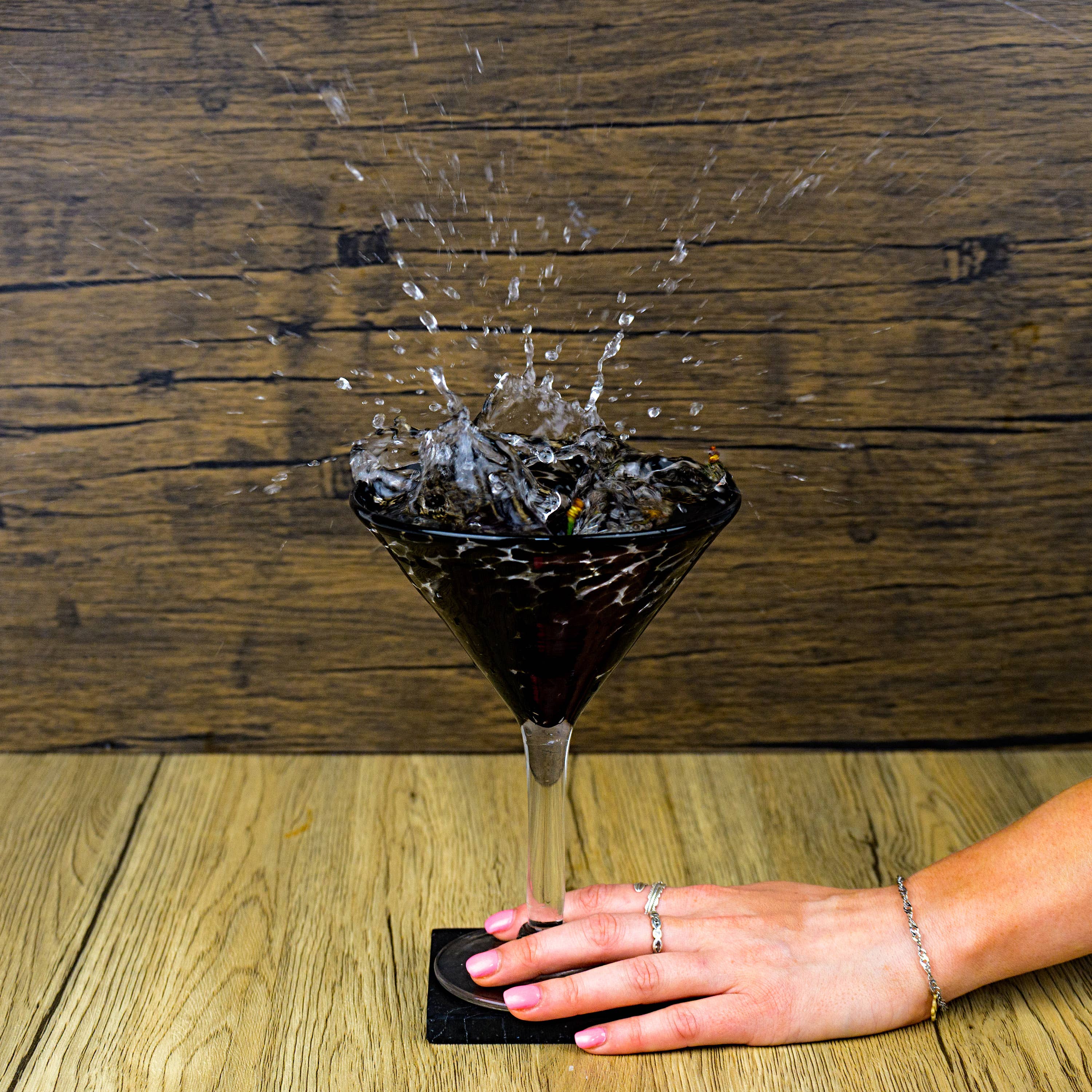 The Glass House Wholesale Interiors Ltd. - Wholesale Cocktail/liquor glass - Large Martini Glass: Dalmatian Print1