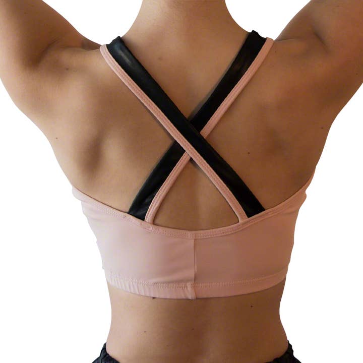 Ballet Rocks - Wholesale Sports bra – Women's - Edge Compression Sports Bra Top in Pink/Black Supplex Lycra6