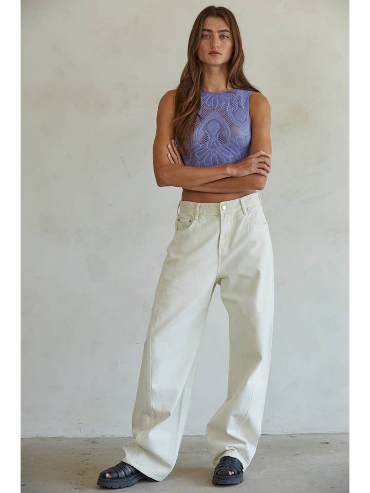 Dark Periwinkle S1227N | Knit Seamless Jacquard Round Neck Tank Top for wholesale on Faire