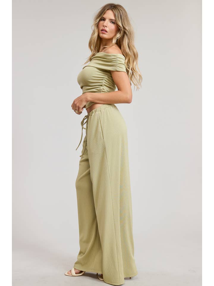 Mimosa - Wholesale Top & Pant Set (NOT Loungewear) - Women's - Off Shoulder Pants Set with Ruched Top18