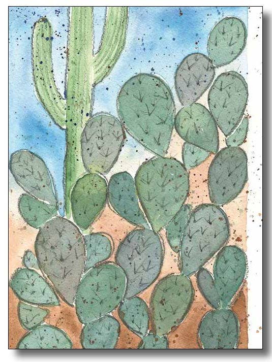 Cactus Notitiekaarten voor wholesale door WORDS & WATERCOLORS BY PEG CONLEY