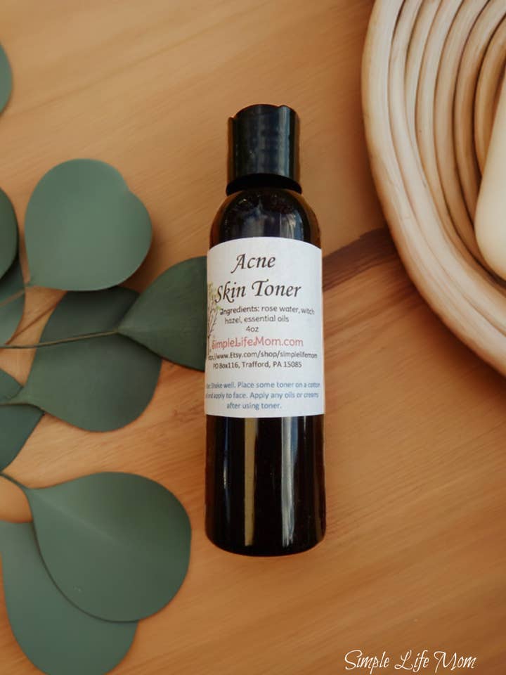 TÓNICO PARA PELE LIMPA - tónico facial para acne com água de rosas e aloé, tónico de árvore do chá para homens, tratamento de pele adolescente, tónico natural com óleo essencial por atacado de Simple Life Mom