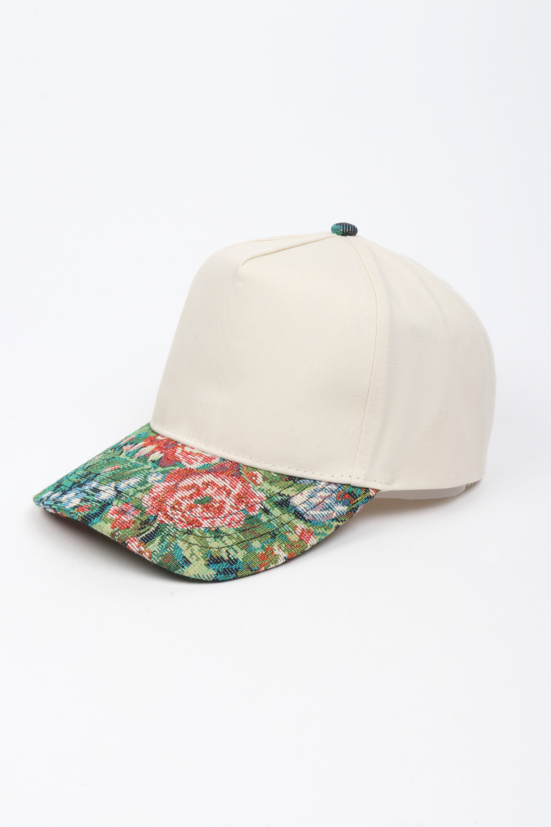 David And Young - Wholesale Baseball Cap - Women's - Floral Print Brocade 5 Panels Two Tone Baseball Cap3