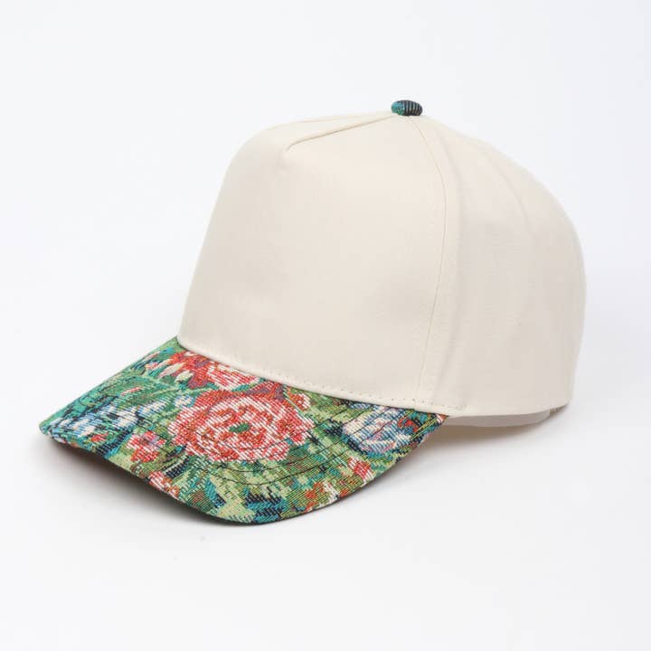 David And Young - Wholesale Baseball Cap - Women's - Floral Print Brocade 5 Panels Two Tone Baseball Cap3