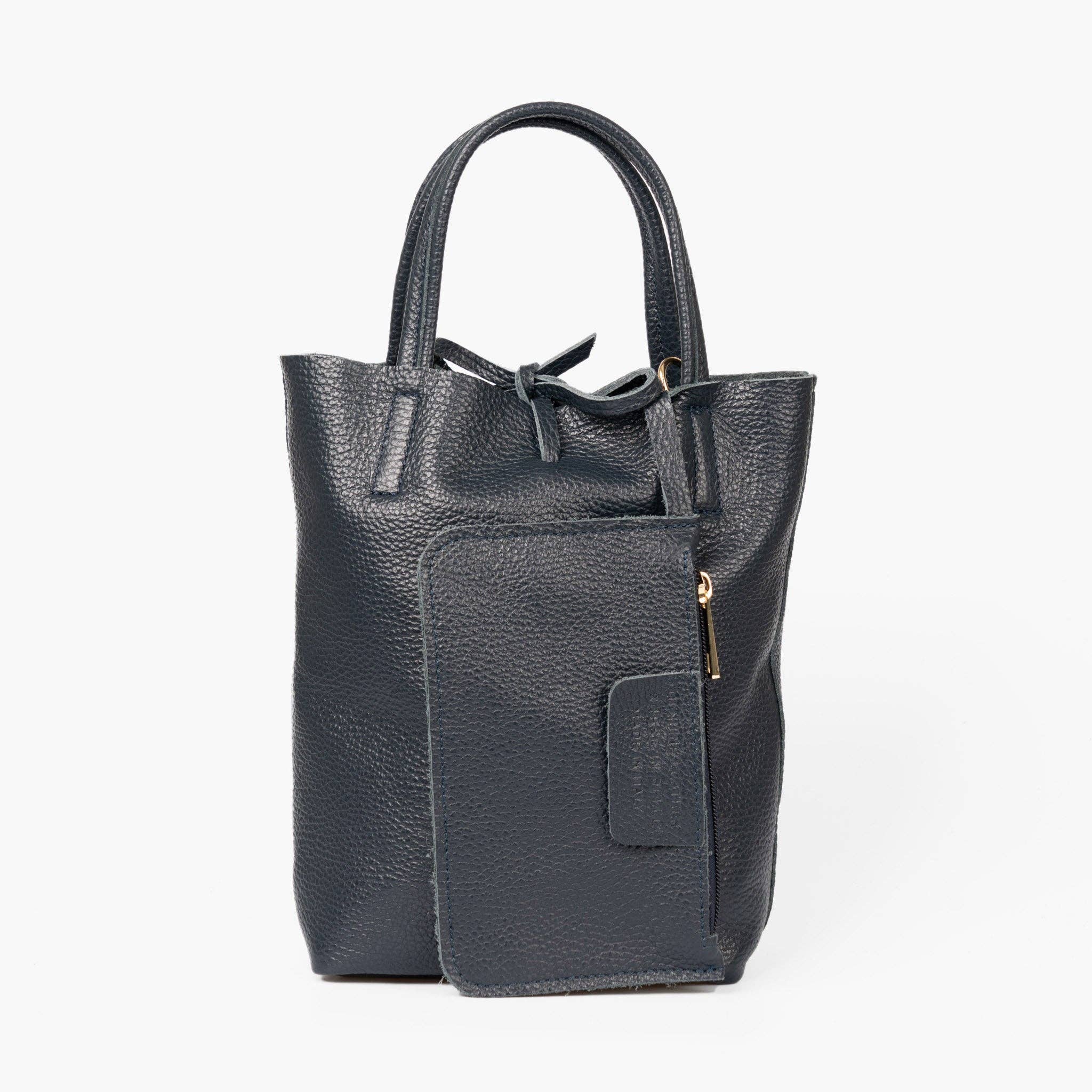 Sarta Pelle - Wholesale Tote bag – Women's - Verona Small Tote Bag - Navy, Pebble Grain Italian Leather0