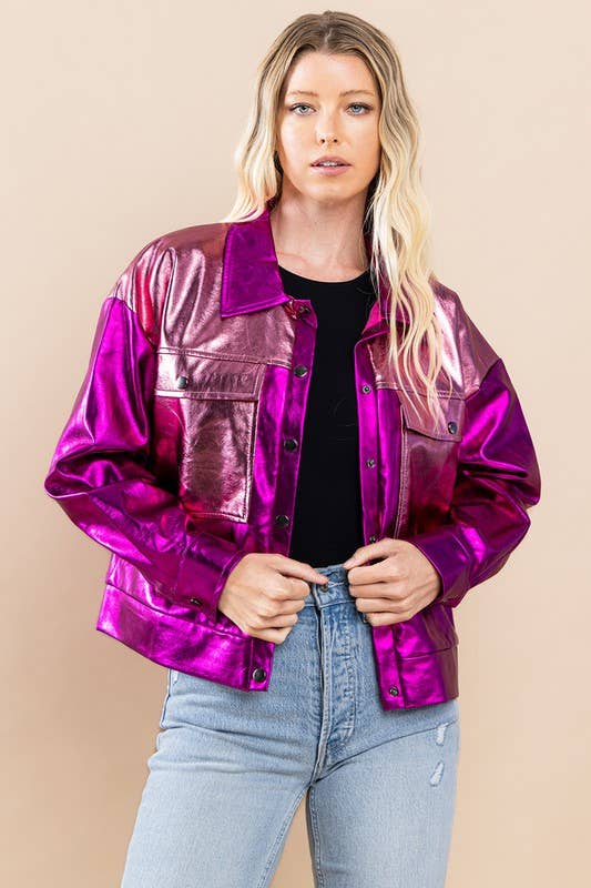 TCEC - Wholesale Jacket - Women's - CJ6498S-PU Metallic Jacket