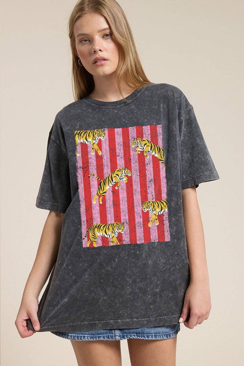 Zutter - Wholesale Screen Printed T-Shirt - Women's - Multi Tigers Elements Graphic Boyfriend Fit Tee4