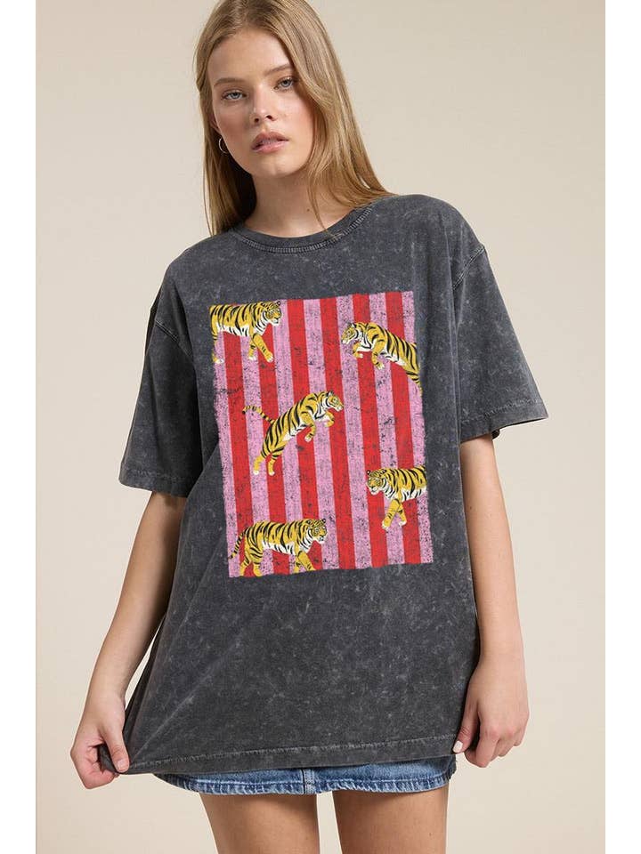 Zutter - Wholesale Screen Printed T-Shirt - Women's - Multi Tigers Elements Graphic Boyfriend Fit Tee4