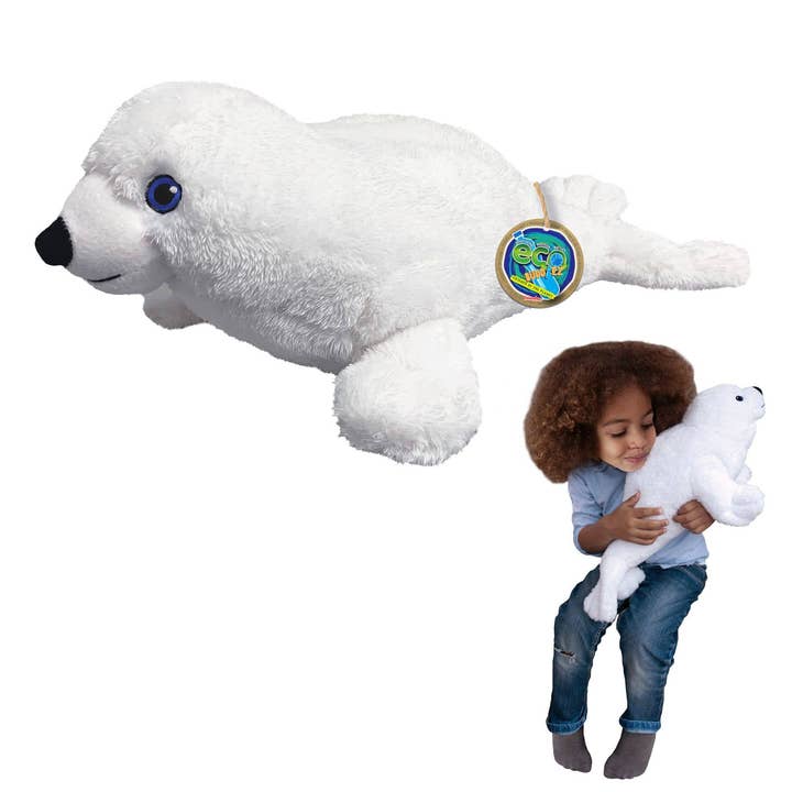 EcoBuddiez Large Eco-Friendly Soft Toy - Harp Seal for wholesale by Deluxebase