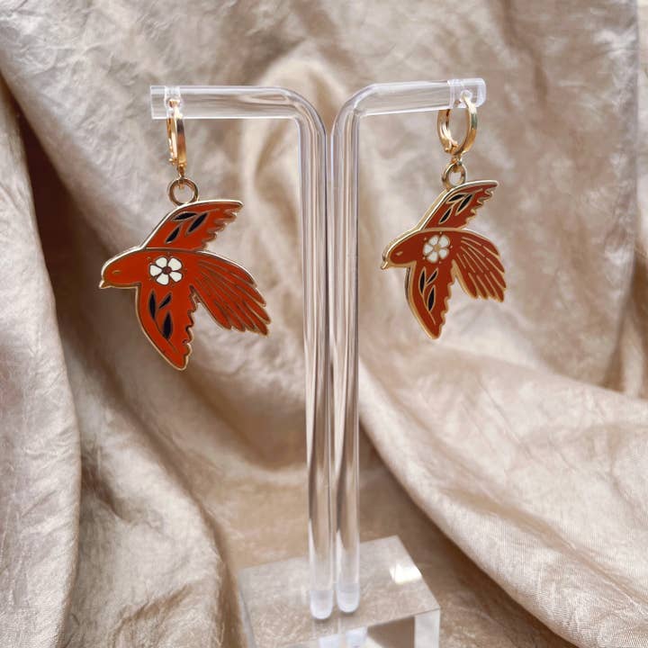 Mother of the Moon - Wholesale Dangle Earrings - Desert Bird Enamel Earrings2