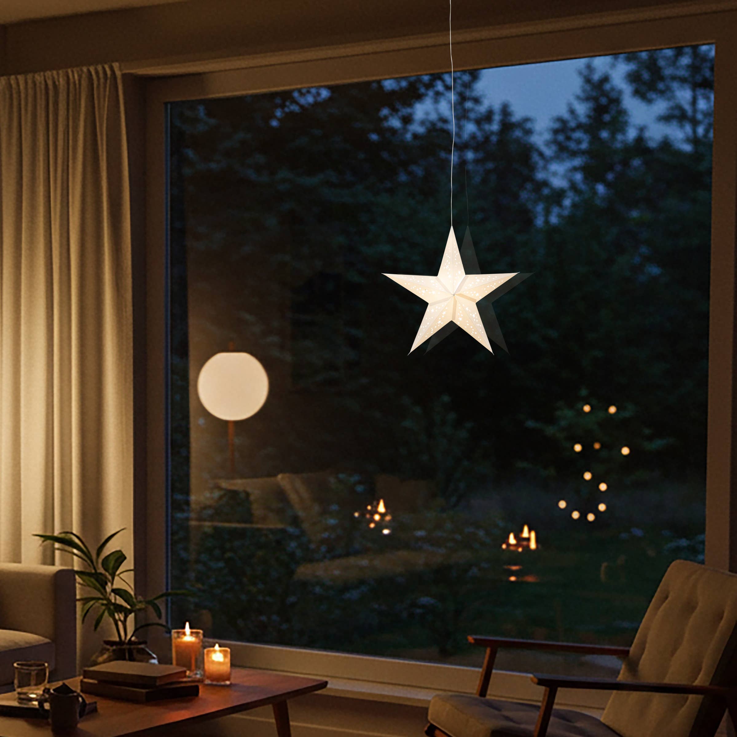 Artschatz LLC - Vendita all'ingrosso Lanterne/lampade di carta - Twinkle Star ~ 5 P, 38,1 cm, luce bianca a forma di stella di carta5