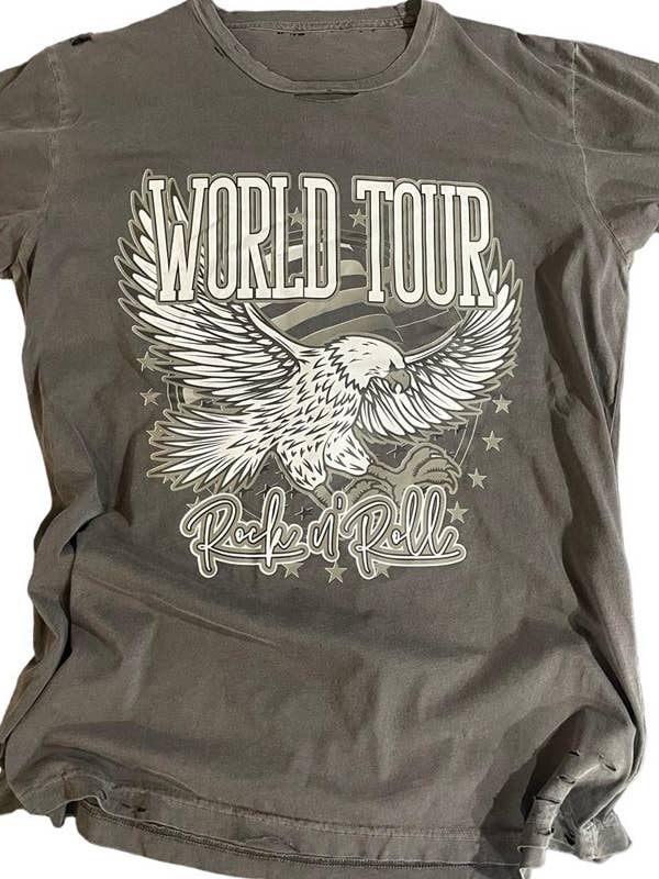 World Tour Eagle Destroyed Tee for wholesale by NV Brands