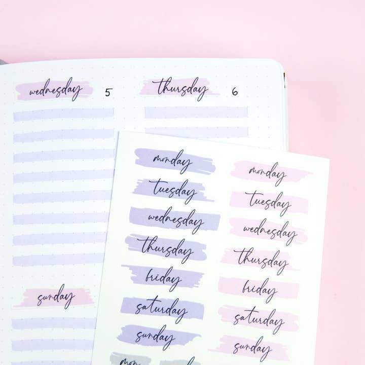 Days of the Week Sticker Sheet for wholesale by Willwa