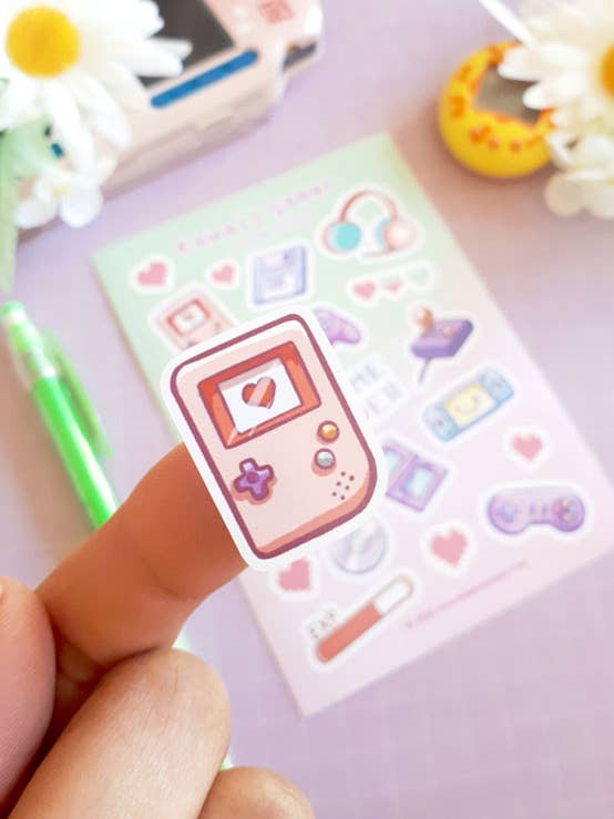 Hoja de pegatinas kawaii con temática gamer para venta al por mayor de Dreamchaserart