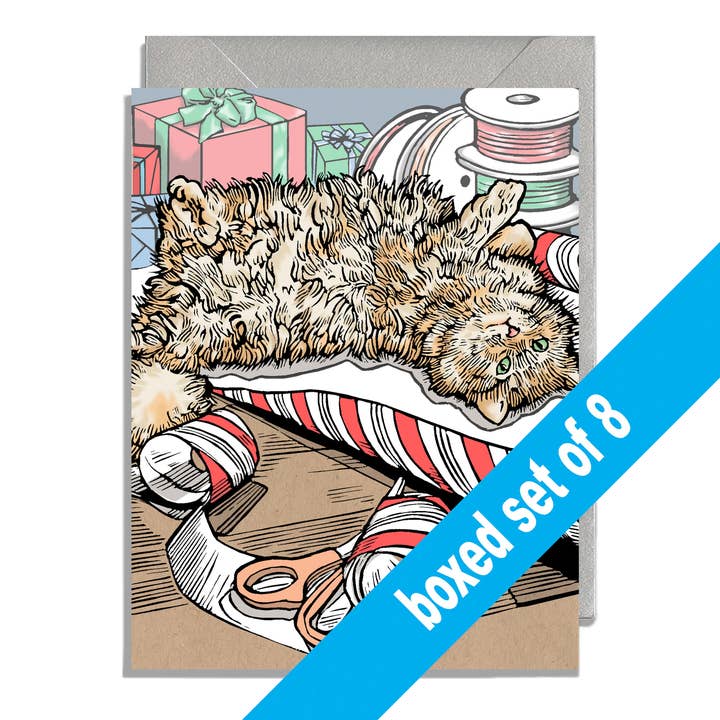 Holiday Boxed Set, Gift Wrap Kitty for wholesale by Daniel Joseph Durkin Illustrations