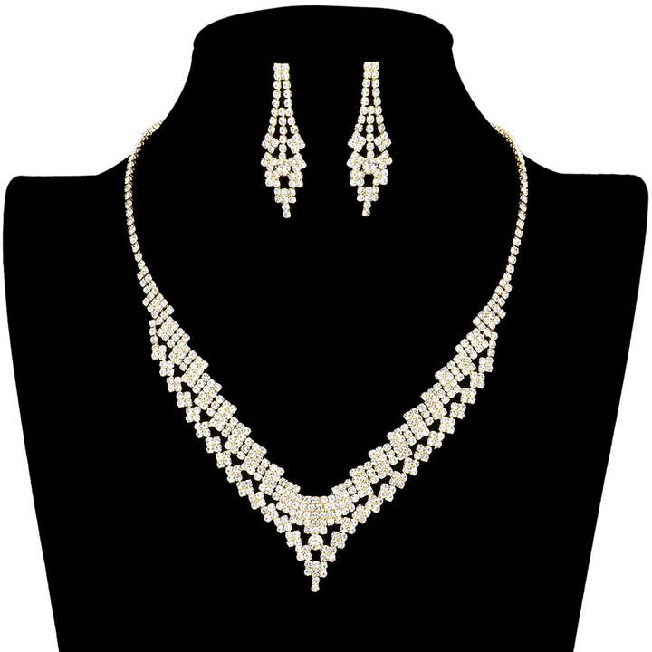 Round Stone Pointed Rhinestone Jewelry Set for wholesale by Shopping2help