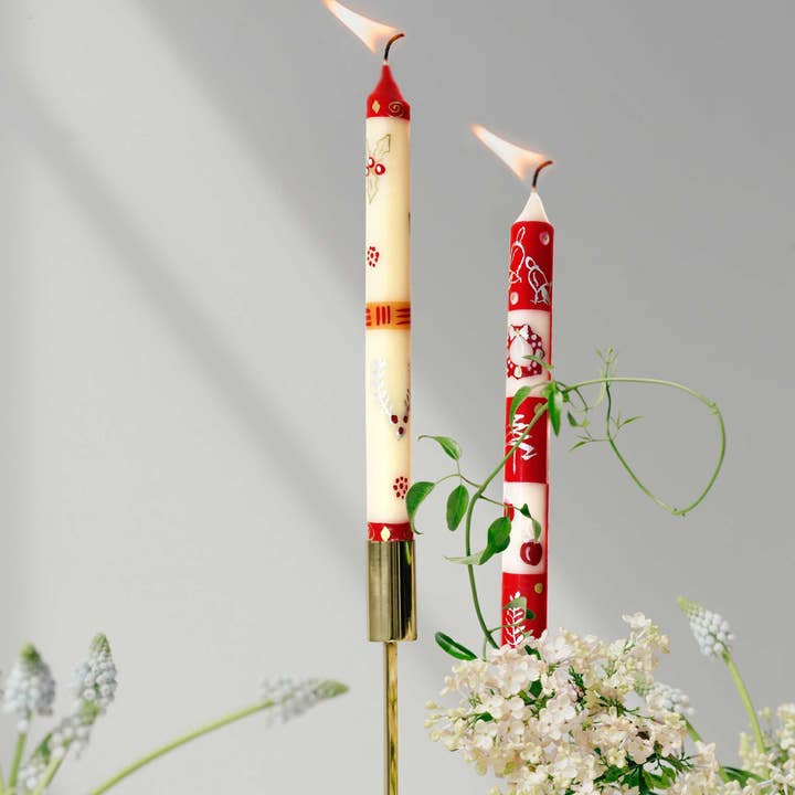 Global Crafts – wholesale Tapered candle/candlestick – Christmas Hand Painted Dinner Candles Set - Kimeta Design