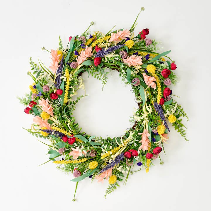 WORTH IMPORTS - Wholesale Wreath - 24" Spring Wildflower Wreath on Natural Twig Base