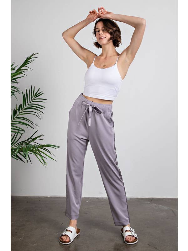 Sunday Morning - Wholesale Lounge Sweatpants/Joggers - Women's - P146237 Straight Leg Jogger with Side Satin Detail8