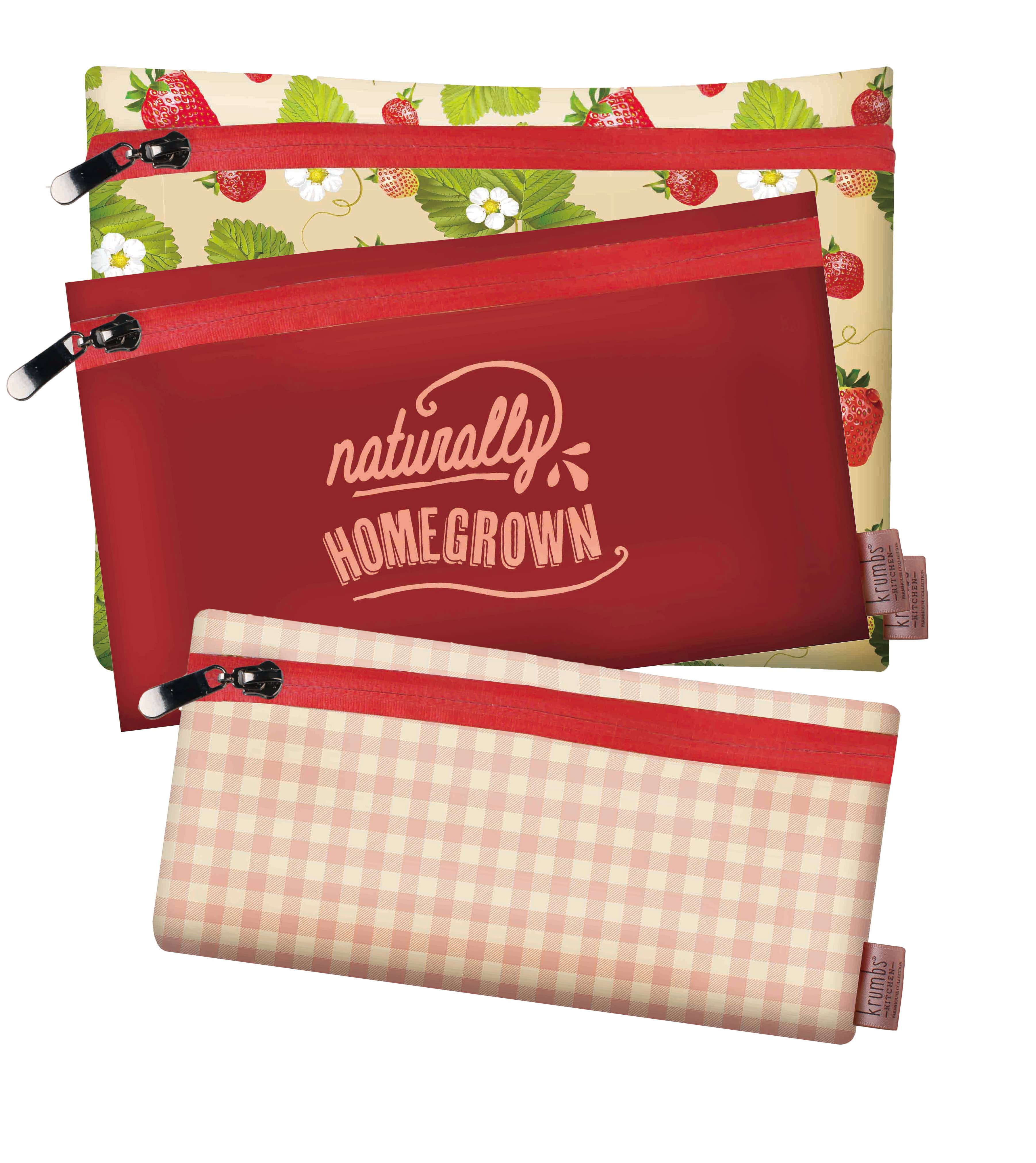 DM Merchandising - Wholesale Food Storage Wrap/Bag - Krumbs Kitchen Farmhouse 3-Pack Reusable Storage Bags5