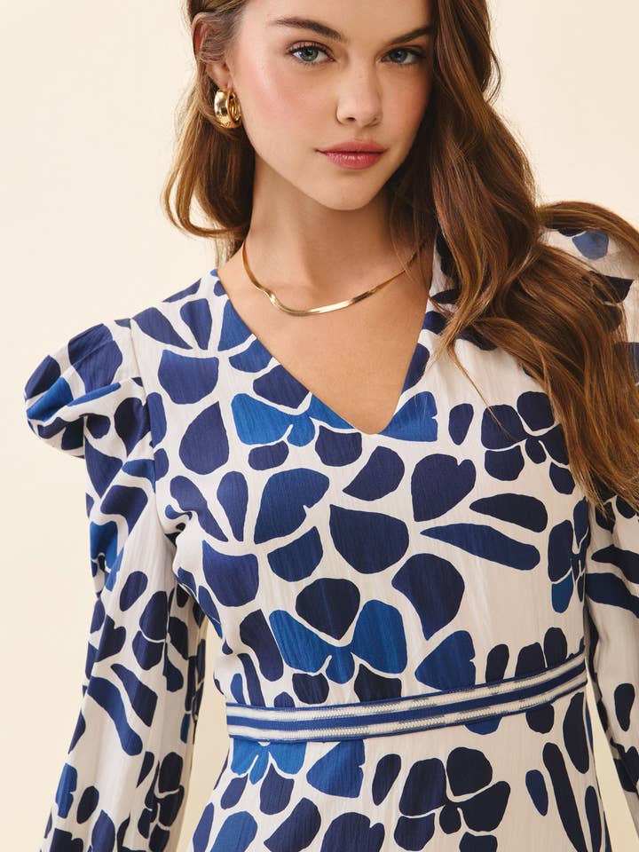 CD06159-Floral Print Fitted Bodice Ruffle Skirt Mini Dress for wholesale by TCEC