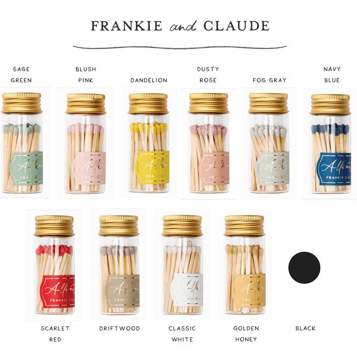 Frankie & Claude - Wholesale Matches - Mini Glass Match Jar – Classic White Matches, Gold Lid