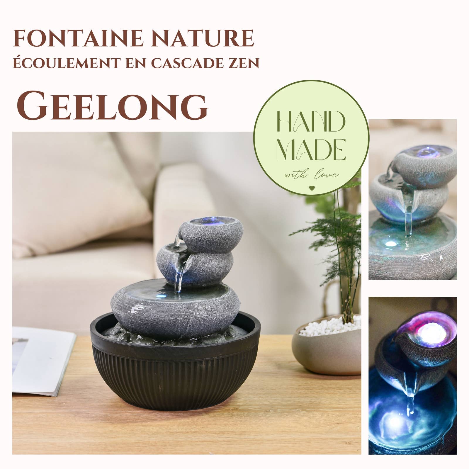 Zen'Arôme – wholesale Decorative tabletop object – Nature Geelong Indoor Fountain – Sleek & Modern Design1