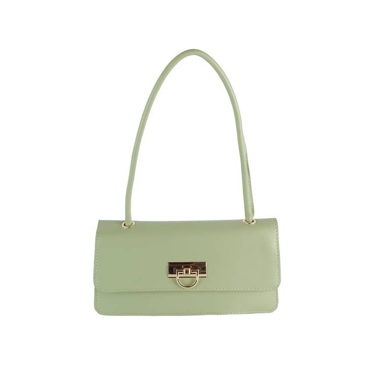 Handbag Factory Corp - Wholesale Shoulder Bag - Women's - Top Handle Gold Clasp Boxy Shoulder Bag