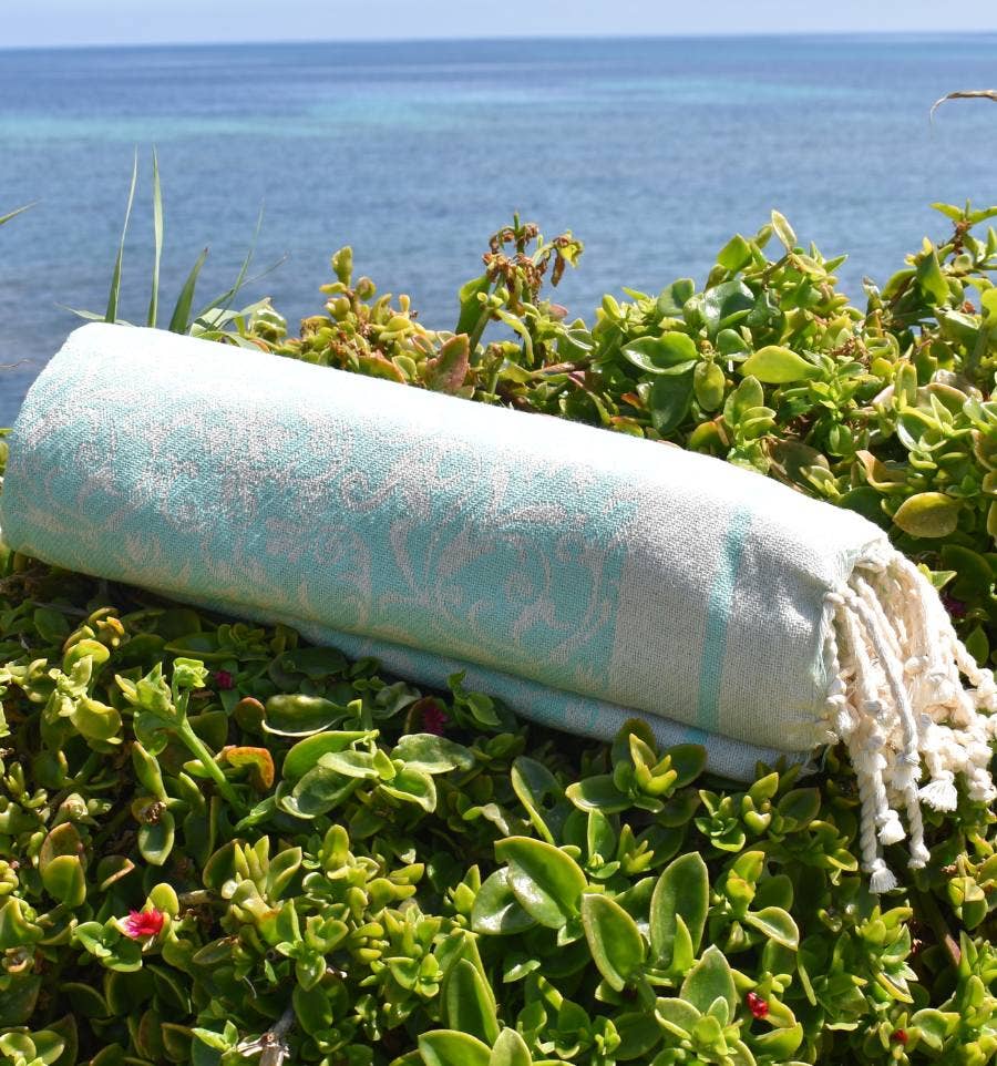 Fouta Tunisia – wholesale Strandhandduk – Fouta Versailles med tidlösa blommönster12