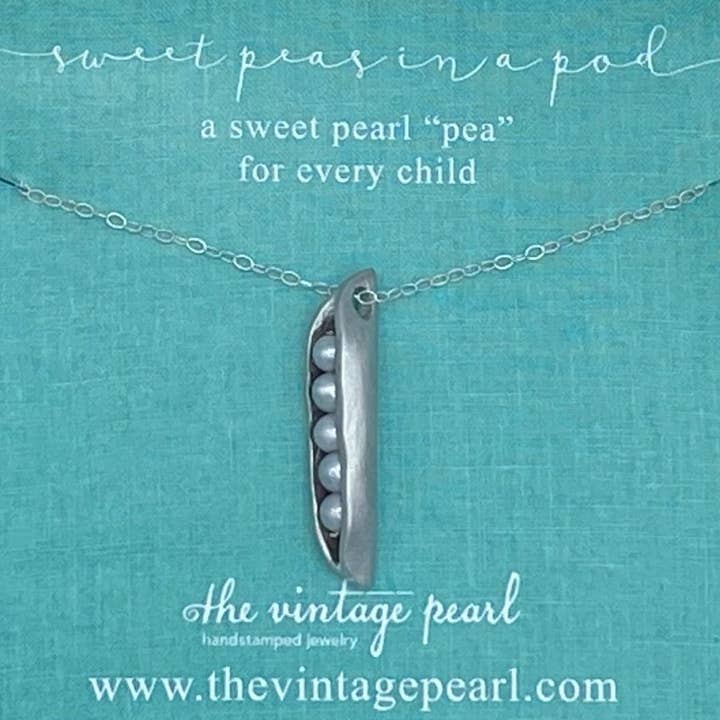 The Vintage Pearl – wholesale Kids necklace – Kids – Mini Sweet Peas in a Pod Necklace (1-5 pearls)4