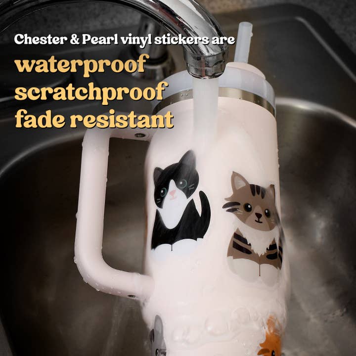Chester and Pearl - Wholesale Sticker - Looks Like My Cat! Long-haired orange tabby tuxedo cat with blaze sticker
