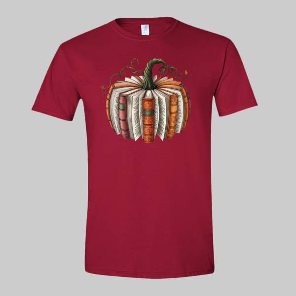 Camiseta de estilo suave con calabaza de libro – Lectura de otoño y biblioteca para venta al por mayor de Handmadeohio