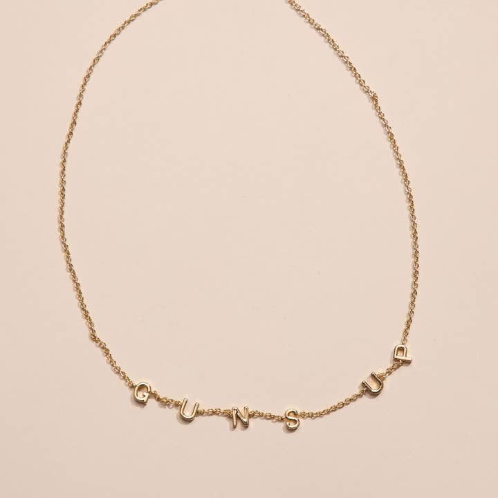 Gold Texas Tech University "Guns Up" Initial Necklace for wholesale by Nickel and Suede