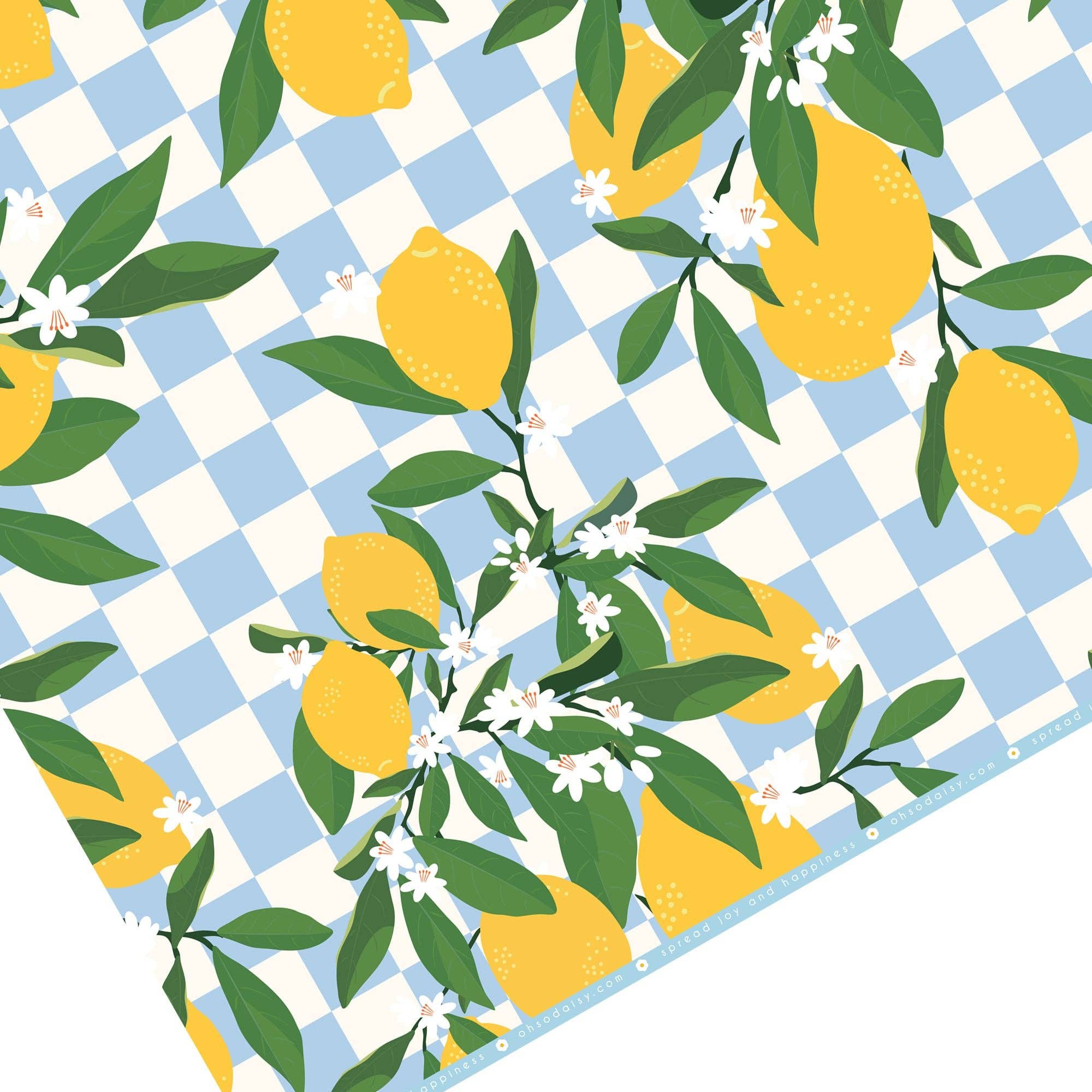 Oh So Daisy – wholesale Flat wrap – LEMON CHECKERBOARD GIFT WRAP SHEET3