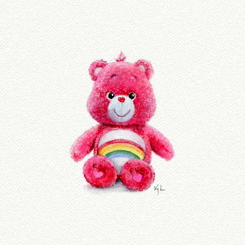 Karen Libecap Tiny Paintings - Vendita all'ingrosso Stampa artistica - Pittura ad acquerello in miniatura Care Bear - Stampa artistica