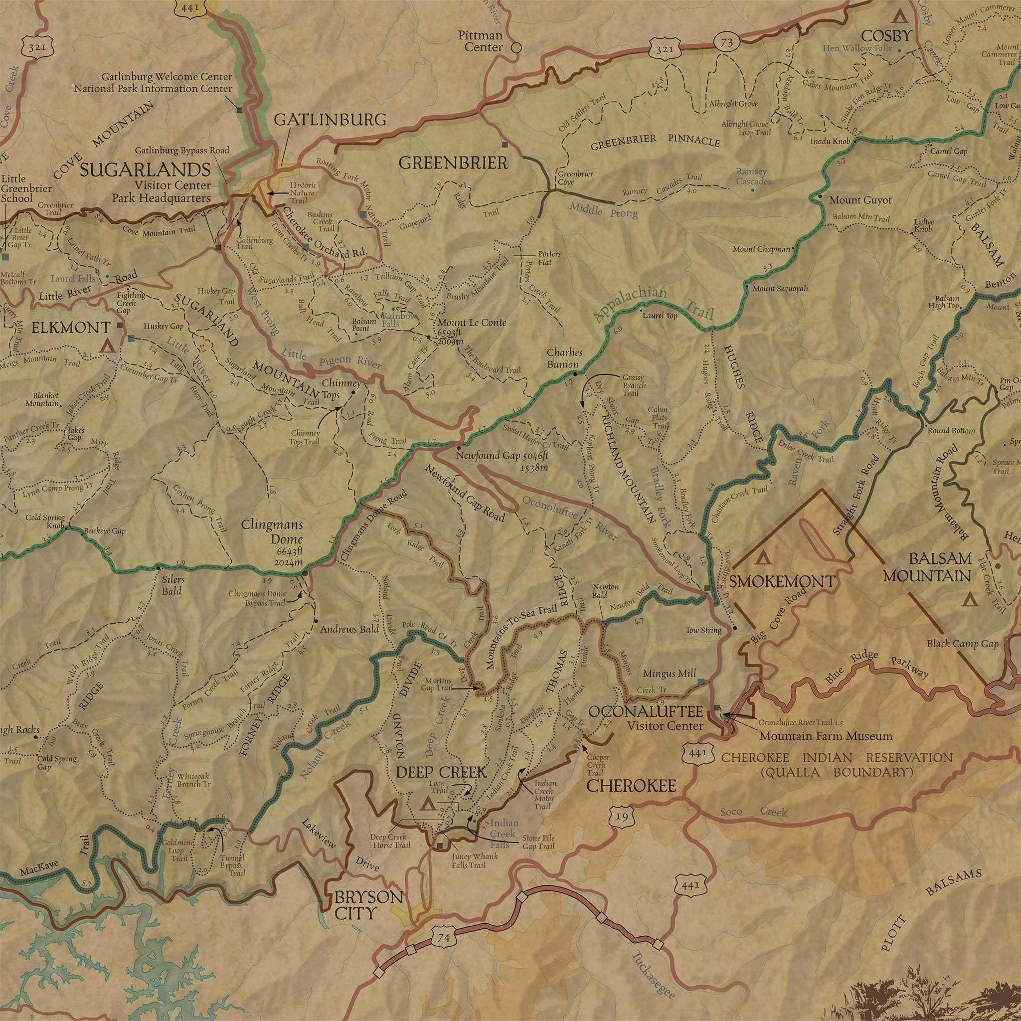 McGovern Outdoor - Wholesale Throw Blanket - Great Smoky Mountains National Park Map Plush Blanket2