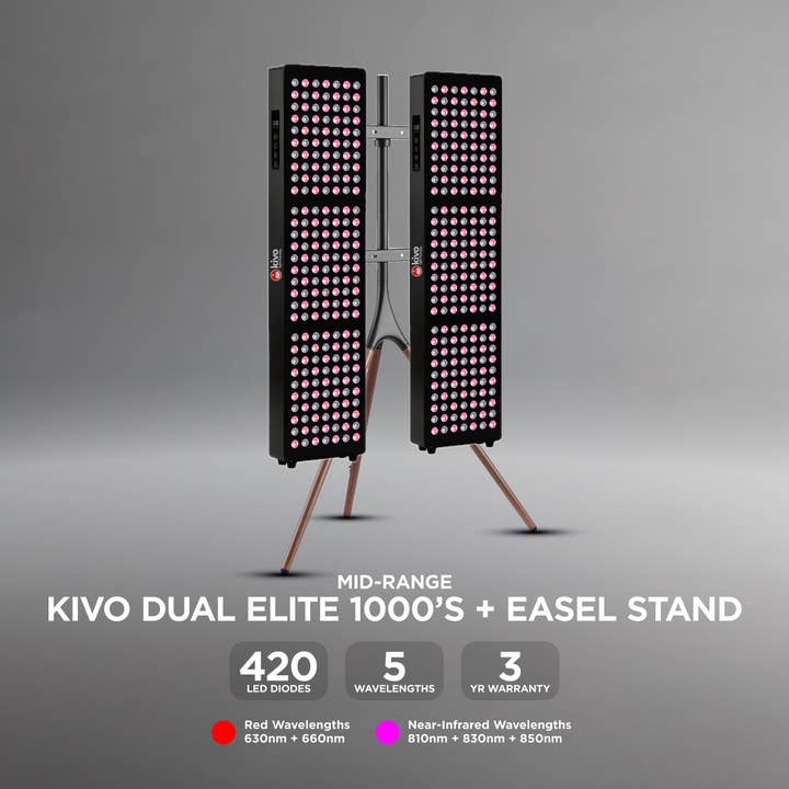 Kivo Elite 1000 Pack : 2 x Elite 1000 & Support Chevalet pour la vente par Kivo Red Light Therapy