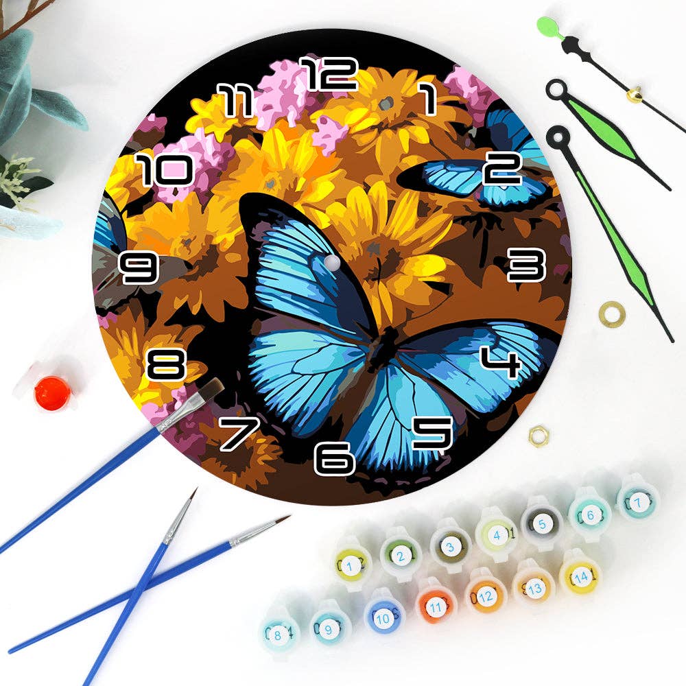 Paint Your Numbers - Wholesale DIY Craft Kit - Paint the Moment – Butterfly Bloom Clock Kit19