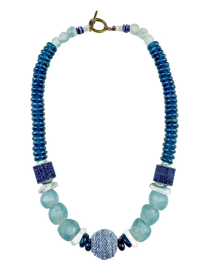 Classic Necklace | Mixed Denim for wholesale by Twine & Twig