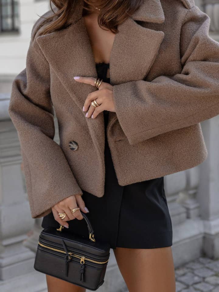 demure blazer cut Short overcoat for wholesale by Rosa Clothing