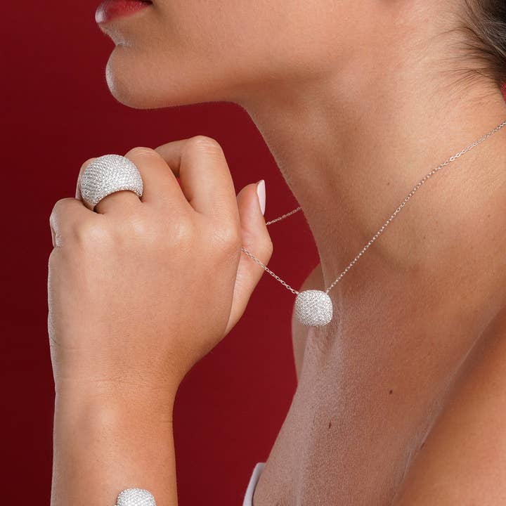 Itemporality - Wholesale Cocktail/Statement Ring - White pavé ball ring4