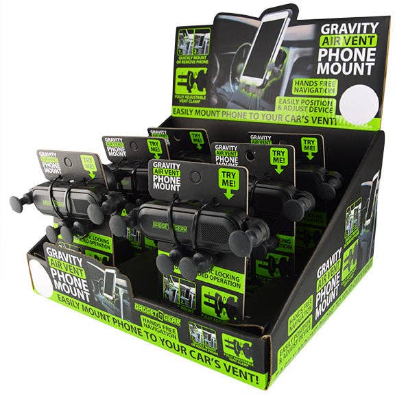 Novelty Brands - Wholesale Phone/Tablet Stand - Gadget Gear Car Vent Phone Mount Locking Clip - 6/Display