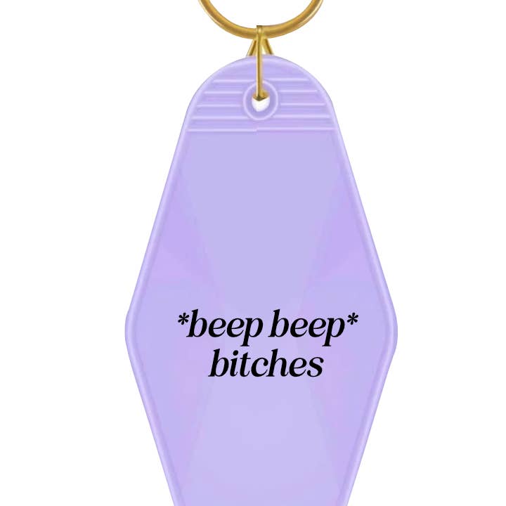*beep beep* bitches - Motel Keyring (6 Colour Options) for wholesale by Olive and Clive