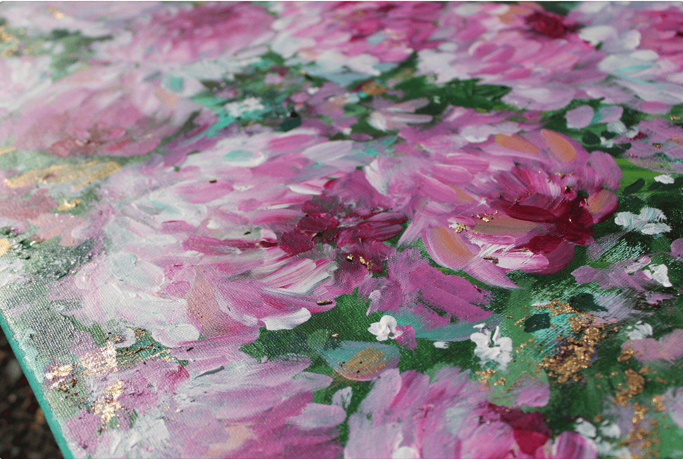 glad you're here co - Wholesale Painting/Drawing - Original Acrylic Painting on 16x20 Canvas with Gold Flecks • Pink Floral Abstract Wall Art • Modern Flower Artwork for Home Decor1