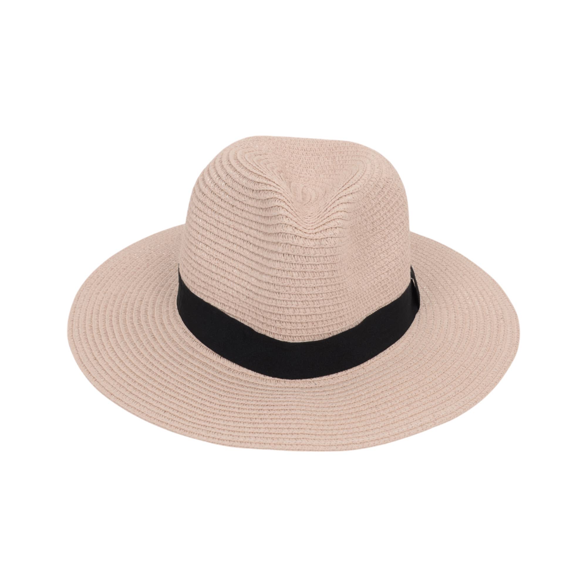AK Brand - Wholesale Straw Hat - Women's - Wide Brim Straw Fedora Sun Hat Black Band Panama UV Hat27