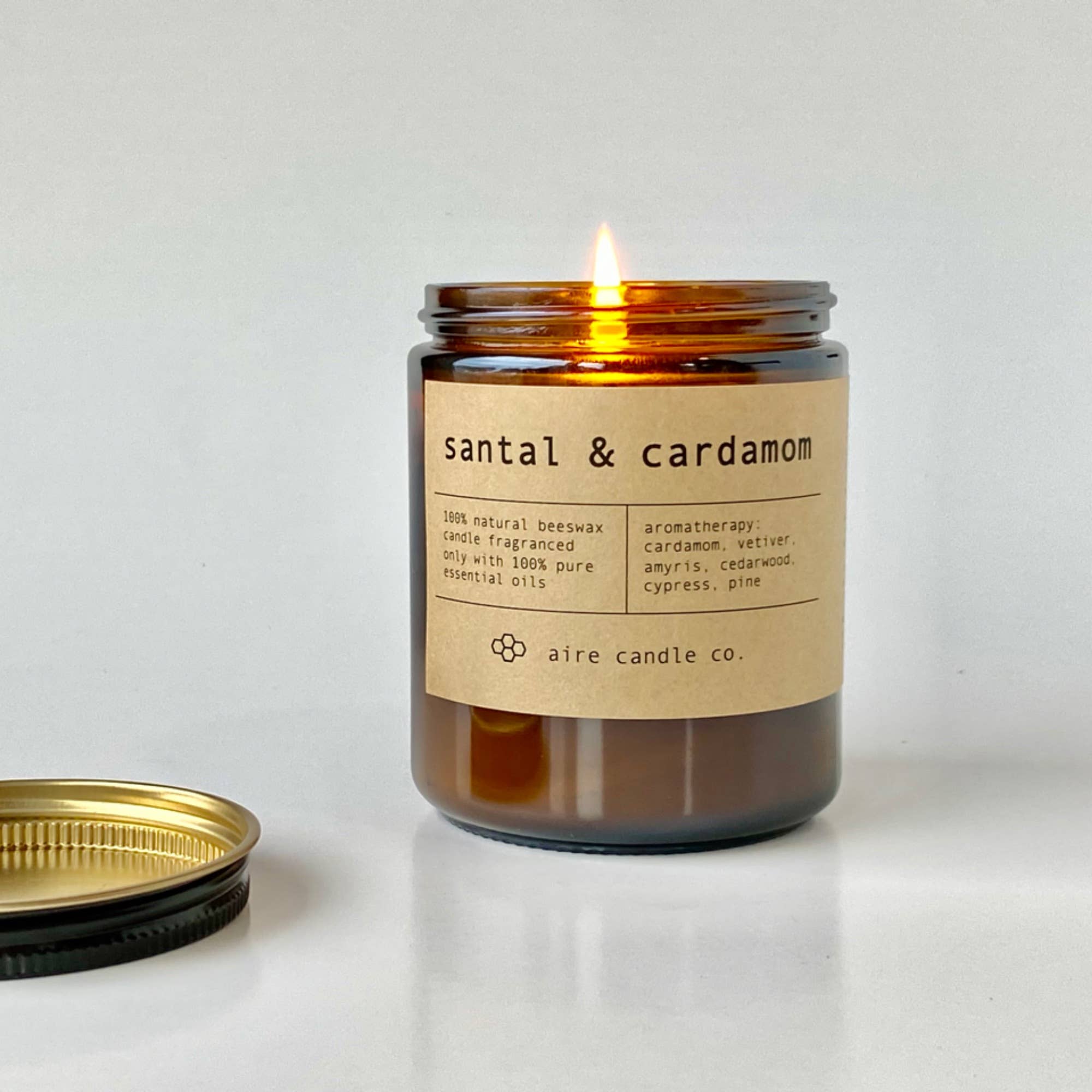 aire candle co. - Wholesale Jar/Filled Candle - santal & cardamom beeswax candle3