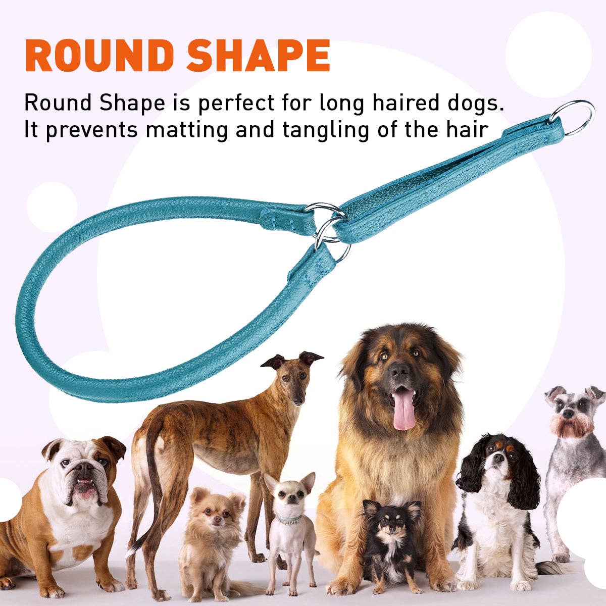 Dogline - Wholesale Pet Collar - Dog - Soft Leather Round Martingale Collar for Dogs13