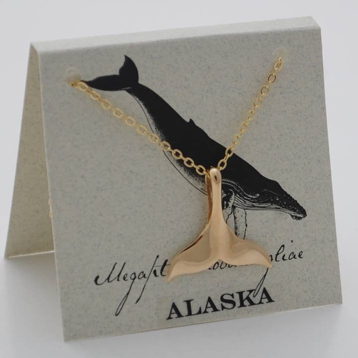 Semaki & Bird - Wholesale Pendant/Charm Necklace - Alaska Whale Tail Necklace - gold Natural History